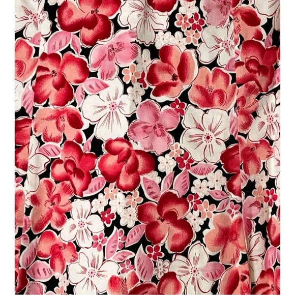 Notations Petite Floral Panel Swing Skirt Pink White Ribbon Detail Women Size PL - Picture 2 of 7